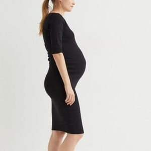 H&M Black Ruched‎ Side Maternity Dress Size Large